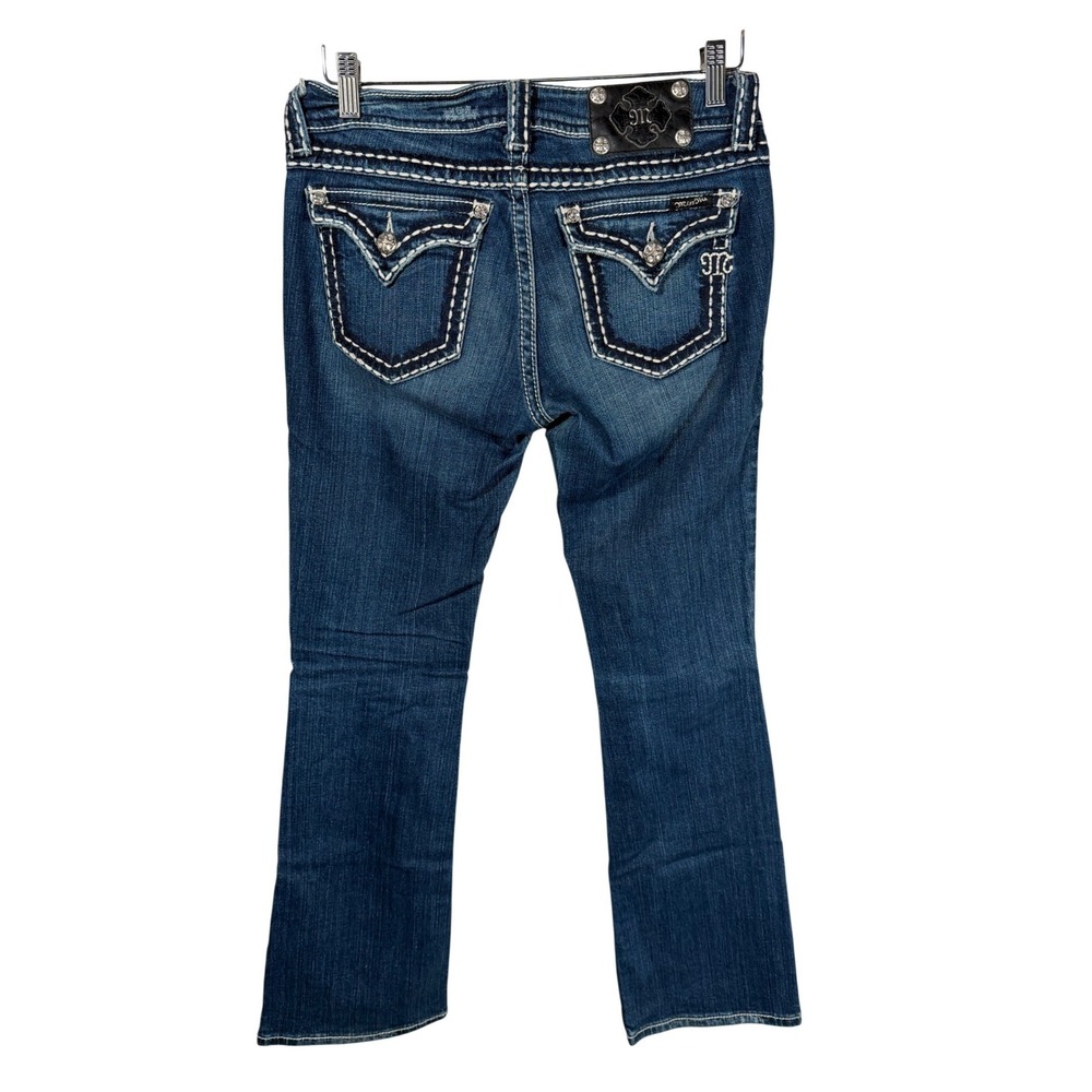 Miss Me Bootcut Jeans Dark Wash Contrast Stitch Flap Pocket Womens 28 JP5014 Y2K